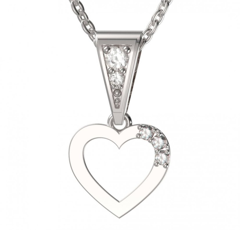 BG zlatý diamantový přívěšek srdíčko 1257 Bílé zlato - 585 Diamant lab-grown