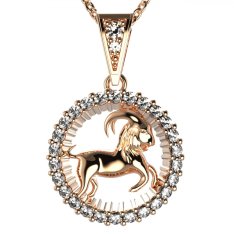 BG zlatý diamantový přívěšek Kozoroh 045 Růžové zlato 585 (30-90dní) Diamant lab-grown