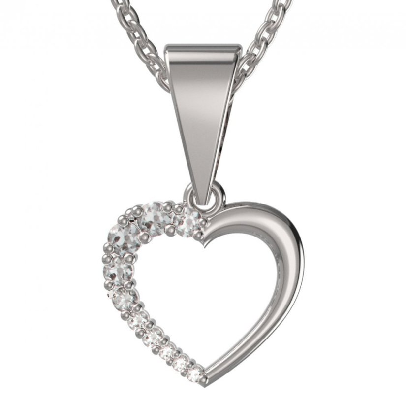 BG zlatý diamantový přívěšek srdíčko 1255 Bílé zlato - 585 Diamant lab-grown
