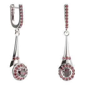 BG náušnice kruhového tvaru 541-C91 Stříbro 925 - rhodium Granát