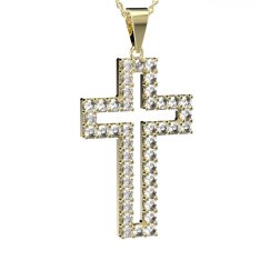 BG zlatý přívěšek křížek 238 Žluté zlato - 585 Diamant