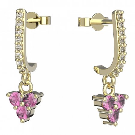 BeKid, Gold kids earrings -776 - Switching on: Pendant hanger, Metal: Yellow gold 585, Stone: Pink cubic zircon