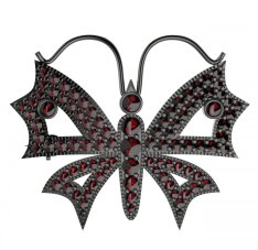 BG brož 122 Stříbro 925 - ruthenium (30-90dní) Granát