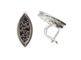 BG náušnice osázené kameny:granát  1142 Bílé zlato - 585 Granát