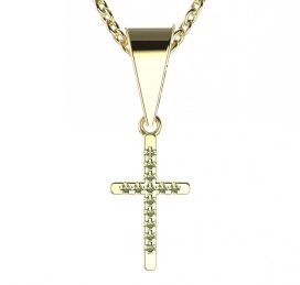 BG zlatý přívěšek křížek 1107 Žluté zlato - 585 Zelený kubický zirkon