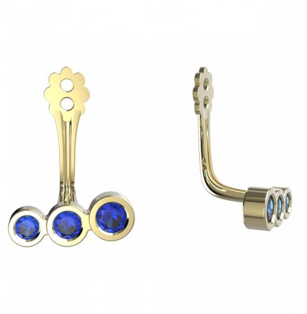BeKid Gold earrings components  three stones - Metal: White gold 585, Stone: Dark blue cubic zircon