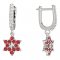 BeKid, Gold kids earrings -090 - Switching on: Circles 12 mm, Metal: White gold 585, Stone: Red cubic zircon