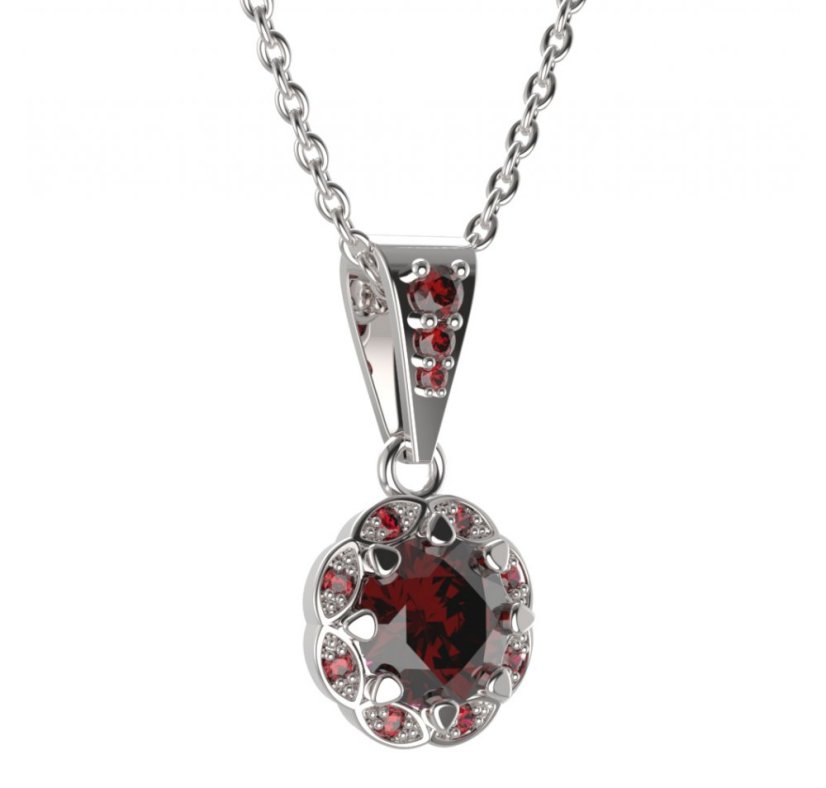 BG přívěs kulatý 993-2 Stříbro 925 - rhodium Granát