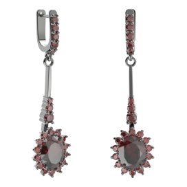 BG náušnice s centrálním oválným kamenem 516-B93 Stříbro 925 - ruthenium (30-90dní) Granát