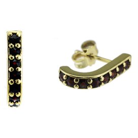 BG náušnice osázené kameny:granát  933 Žluté zlato - 585 Granát