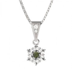 BG přívěšek 002 Stříbro 925 - rhodium Vltavín a  kubický zirkon