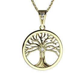 BG zlatý přívěšek Strom života 039 Žluté zlato - 585 Diamant