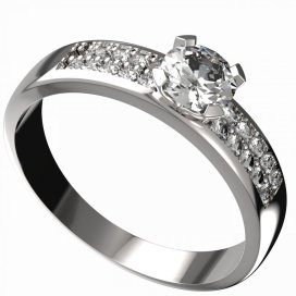 BG zlatý diamantový prstýnek 558 F Bílé zlato - 585 Diamant lab-grown