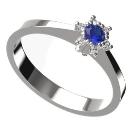 BG zlatý prstýnek 765 Bílé zlato - 585 Tmavě modrý kubický zirkon