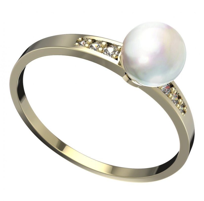 BG zlatý prstýnek s perlou 561 J Žluté zlato - 585 Diamant a perla