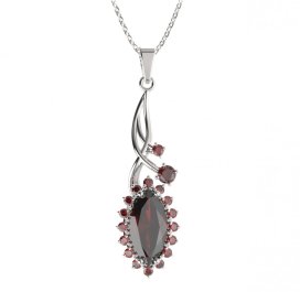 BG přívěs s centrálním oválným kamenem 513-P Stříbro 925 - rhodium Granát
