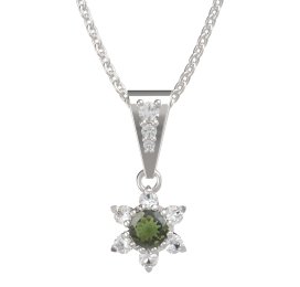 BG přívěšek 978 Stříbro 925 - rhodium Vltavín a  kubický zirkon