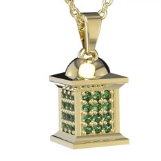 BG zlatý přívěšek - Lucerna 803 Žluté zlato - 585 Zelený kubický zirkon