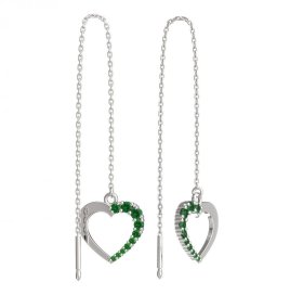 BeKid dívčí náušnice srdíčko 1251 Bílé zlato - 585 Zelený kubický zirkon