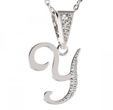 BG zlatý přívěsek písmenko Y - 1233 Bílé zlato - 585 Diamant