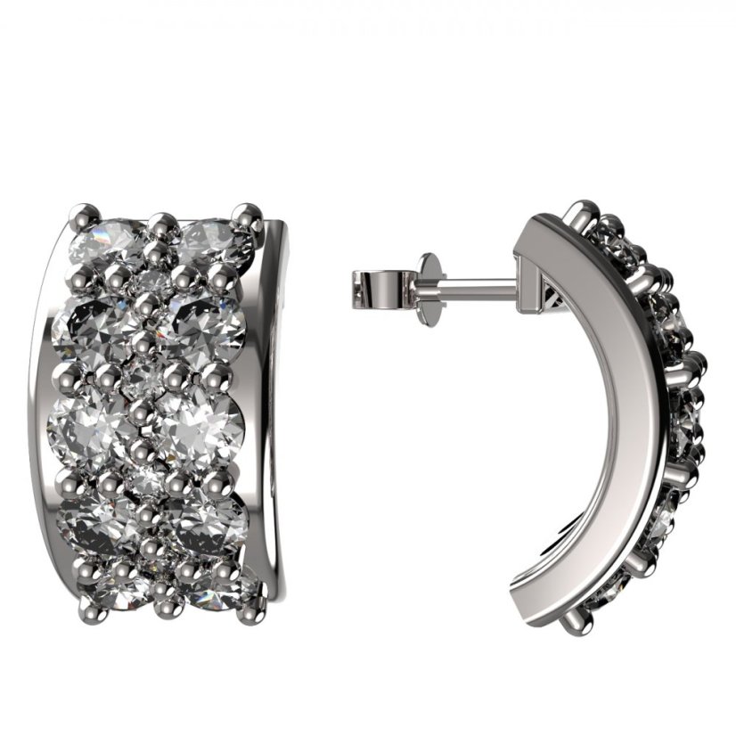BG zlaté diamantové náušnice 959 Bílé zlato - 585 Diamant lab-grown