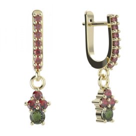 BG náušnice s přírodním granátem 159 84 Stříbro 925 - pozlacené Vltavín a granát