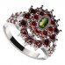 BG prsten oválný 009-Y - Kov: Stříbro 925 - rhodium, Kámen: Vltavín a granát