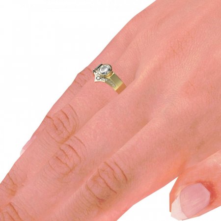 BG zlatý zásnubní prsten 946/555 - Kov: Žluté zlato 585, Kámen: Bílý kubický zirkon