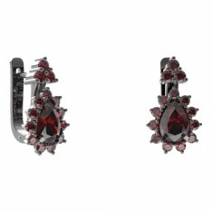 BG náušnice s centrálním kapkovitým kamenem 509-87 Stříbro 925 - ruthenium (30-90dní) Granát