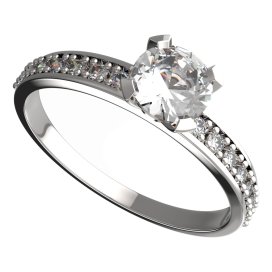 BG zlatý prstýnek 558 E Bílé zlato - 585 Diamant