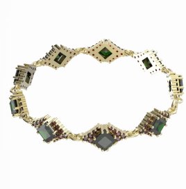 BG náramek 427 Žluté zlato - 585 Vltavín a granát