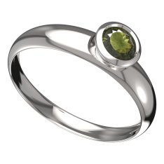 BG vltavínový prsten 555T Bílé zlato - 585 Vltavín