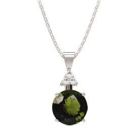 BG přívěs kruhového tvaru 475-87 Stříbro 925 - rhodium Vltavín a  kubický zirkon