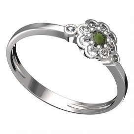 BG vltavínový prsten 552L Bílé zlato - 585 Vltavín a diamant