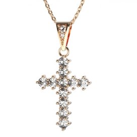 BG zlatý diamantový přívěšek křížek 258 Růžové zlato 585 (30-90dní) Diamant lab-grown