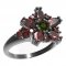 BG prsten ve tvaru hvězdy 521-U - Kov: Stříbro 925 - rhodium, Kámen: Vltavín a granát