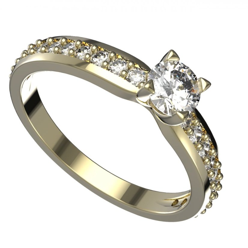 BG zlatý diamantový prstýnek 1123 Žluté zlato - 585 Diamant lab-grown