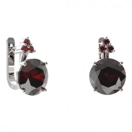 BG náušnice kruhového tvaru 475-87 Stříbro 925 - rhodium Granát