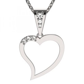 BG zlatý přívěšek srdíčko 1559 Bílé zlato - 585 Diamant