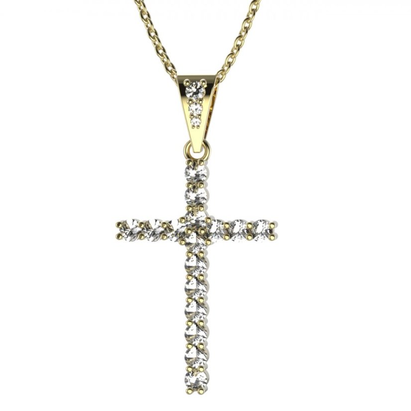 BG zlatý diamantový přívěšek křížek 259 Žluté zlato - 585 Diamant lab-grown