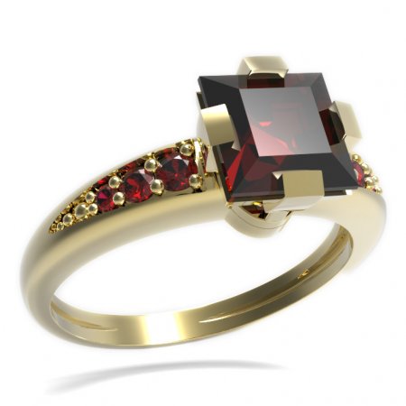 BG prsten s čtvercovým kamenem 496-J - Kov: Stříbro 925 - rhodium, Kámen: Granát