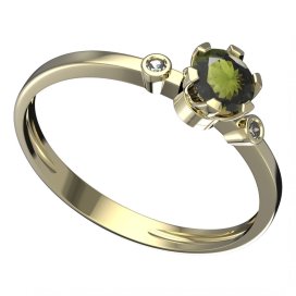 BG vltavínový prsten 870L Žluté zlato - 585 Vltavín a diamant