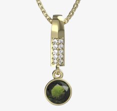 BG zlatý přívěšek 724 Žluté zlato - 585 Vltavín a diamant