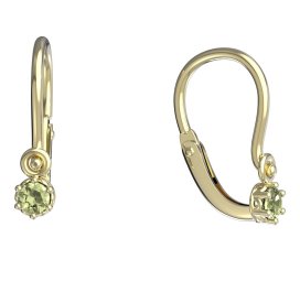 BeKid dětské náušnice 1292 Žluté zlato - 585 Zelený kubický zirkon