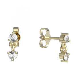 BG zlaté náušnice 784 Bílé zlato - 585 Zelený kubický zirkon