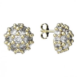 BG zlaté náušnice 992 Bílé zlato - 585 Zelený kubický zirkon