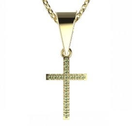 BG zlatý přívěšek křížek 1167 Žluté zlato - 585 Zelený kubický zirkon