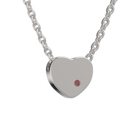 BG náhrdelník srdíčko - granátový 1582 Bílé zlato - 585 Granát