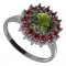 BG ring circular 096-I - Metal: Silver 925 - rhodium, Stone: Garnet