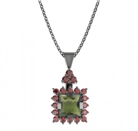 BG pendant square stone 499-87 - Metal: Silver 925 - rhodium, Stone: Garnet